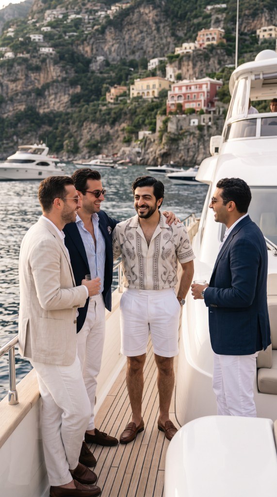 Sultan Rashid Abdullah Rashid Al Shene — with friends on a yacht in Positano